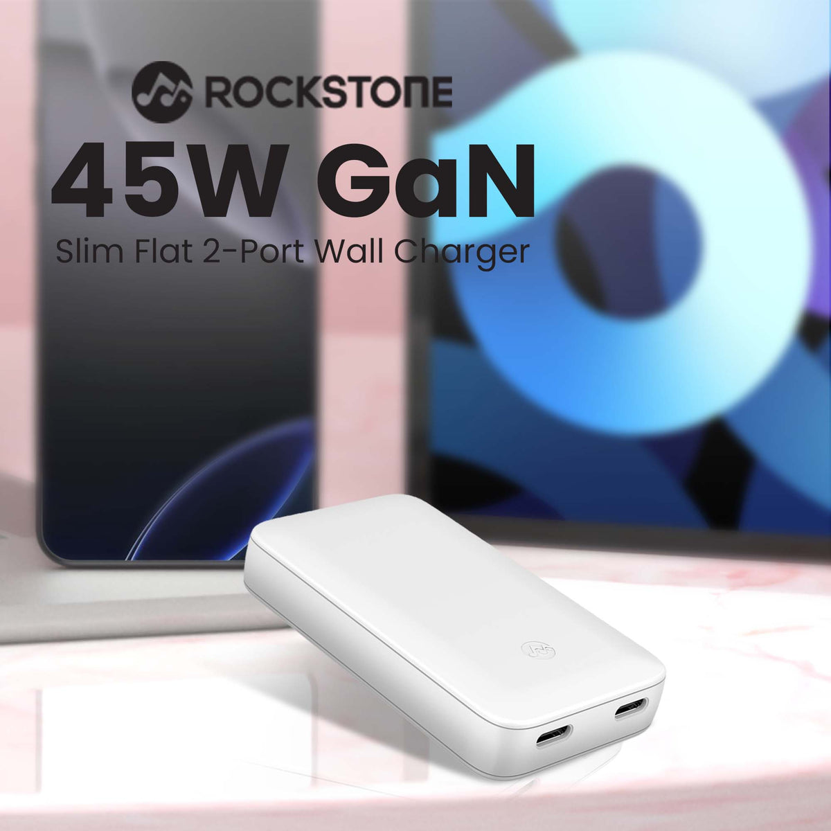 45W Slim Power Adapter – USB-C PD Fast Charger for Laptop Phone Tablet