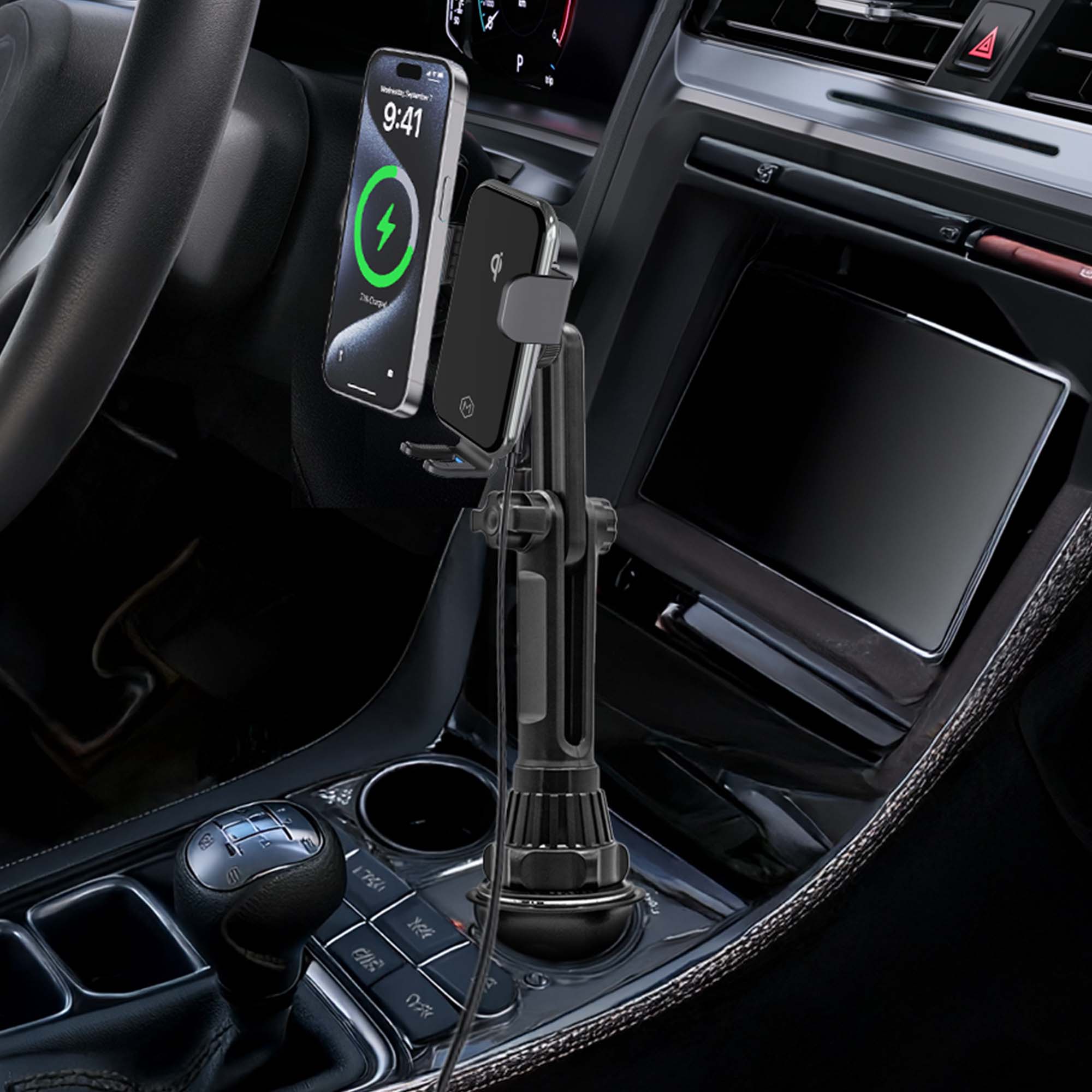 Auto Grip Fast Wireless Car Charger Cup Holder Phone Mount - Qi-Certified
