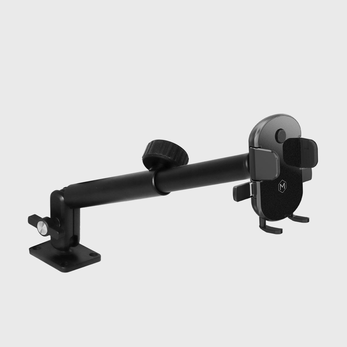 Heavy duty rugged grip cradle phone mount with black adjustable arms and base, designed for industrial use, SKU: M4500-65