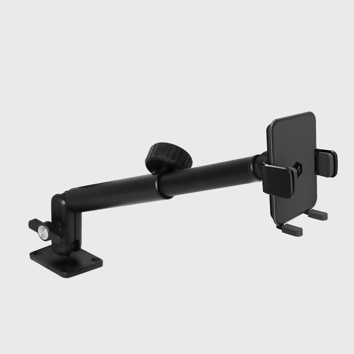Heavy Duty Rugged Simpl Cradle Phone Mount industrial mount with black finish, adjustable clamp, and mounting base for vehicle or workspace
