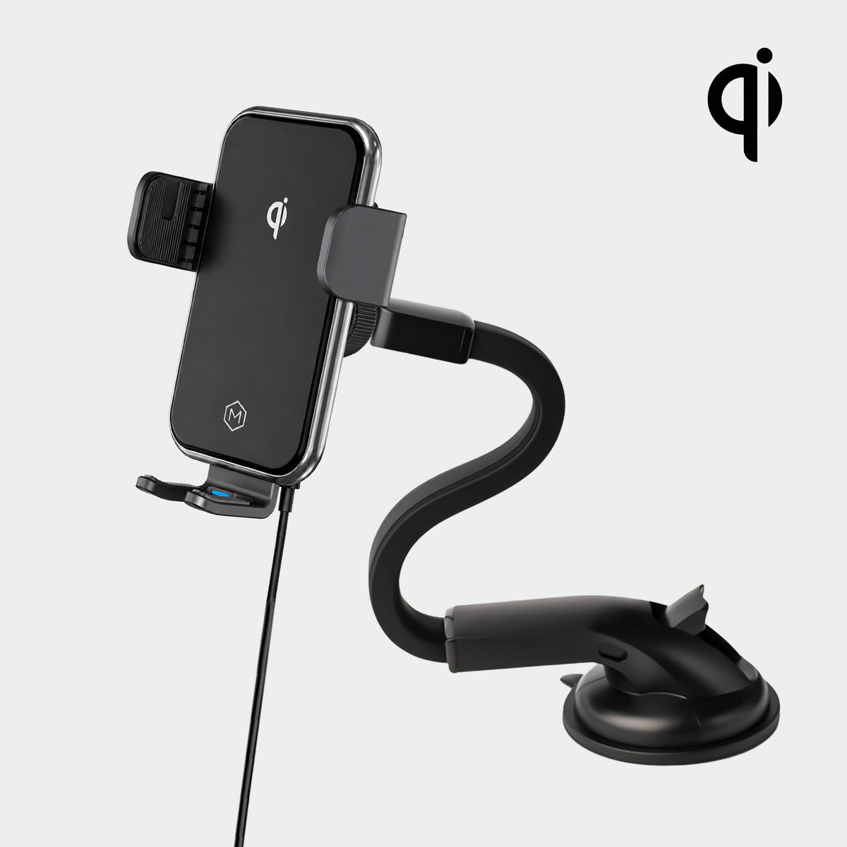 Auto Grip Wireless Charger Flexible Gooseneck Suction Cup Phone Mount