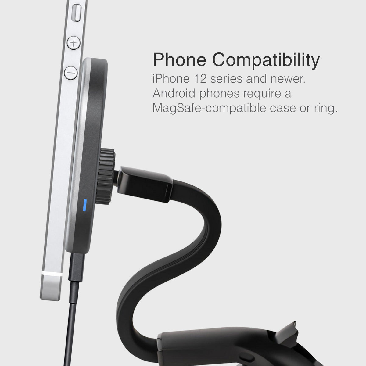 MagSafe Wireless Charger Flexible Gooseneck Suction Cup Phone Mount