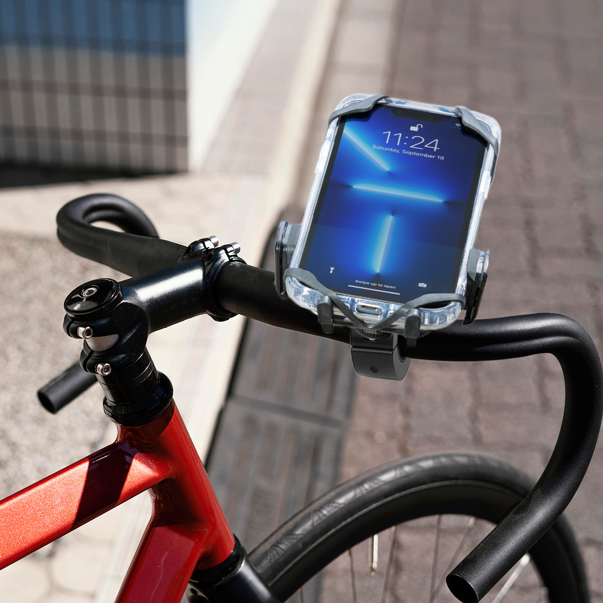 One Touch Handlebar Bike Phone Mount for iPhone & Android