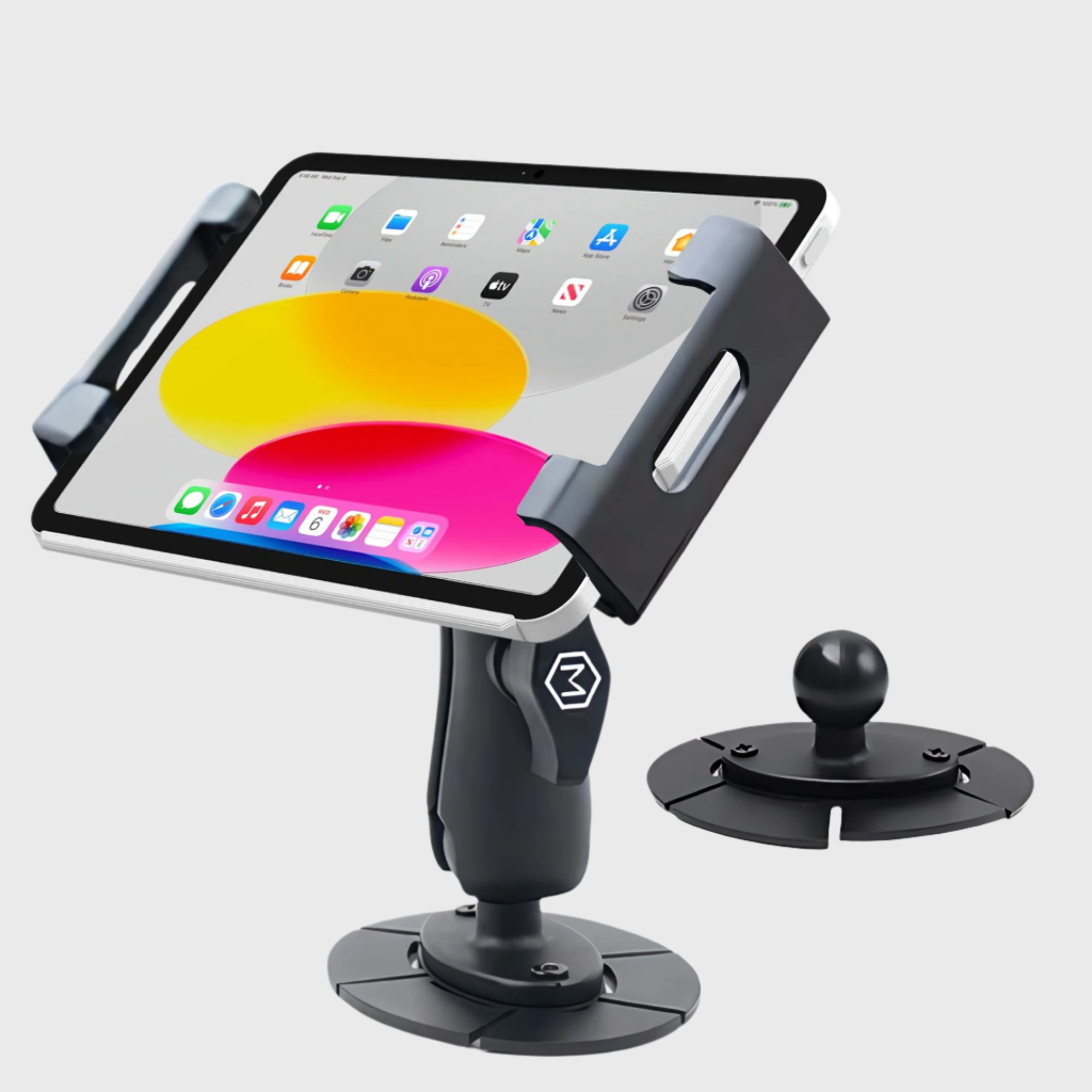 Industrial iPad & Tablet Holder with Metal VHB Mounting Plate