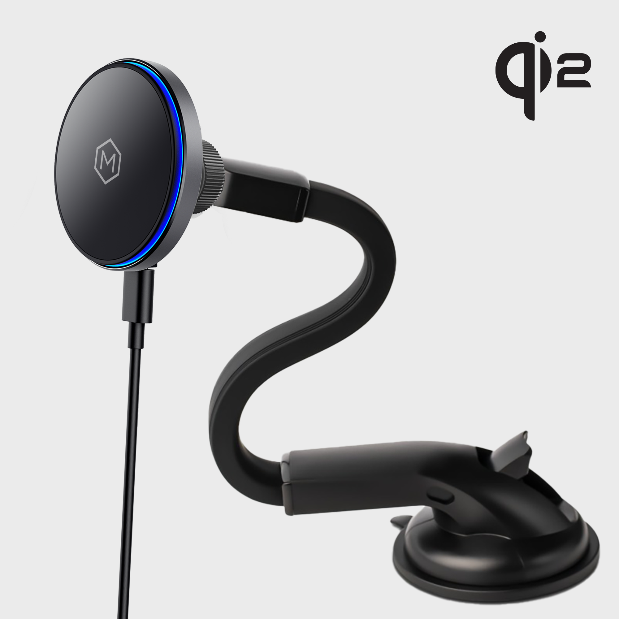 Qi2 MagSafe Wireless Car Charger Flexible Gooseneck Phone Mount for iPhone and Android