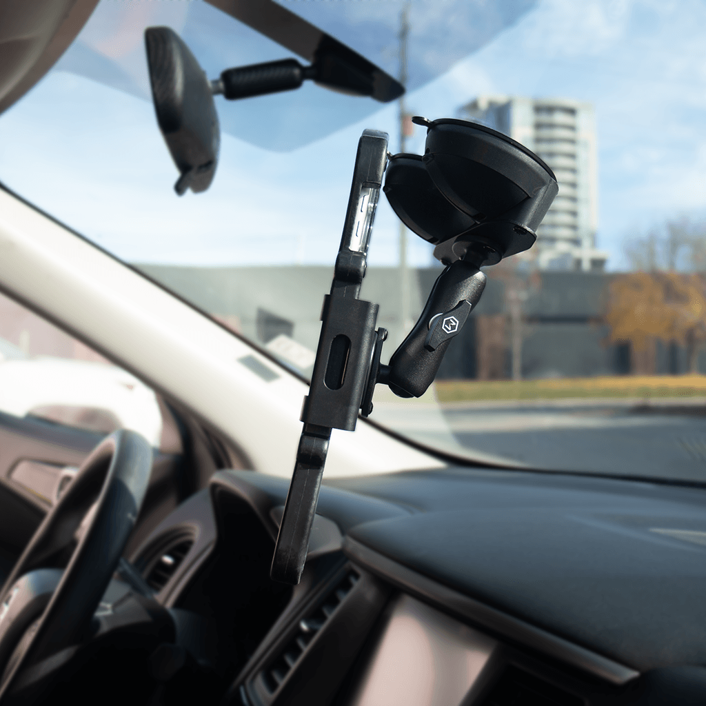 Quick Lock Dual Suction Tablet Mount – Industrial iPad Holder for Car