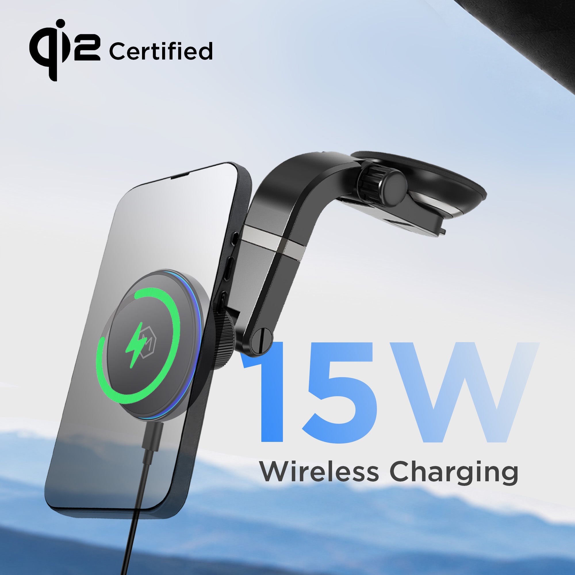 Mag Switch Qi2 Wireless Charger Multi-Angle Suction Car Mount for iPhone and Android