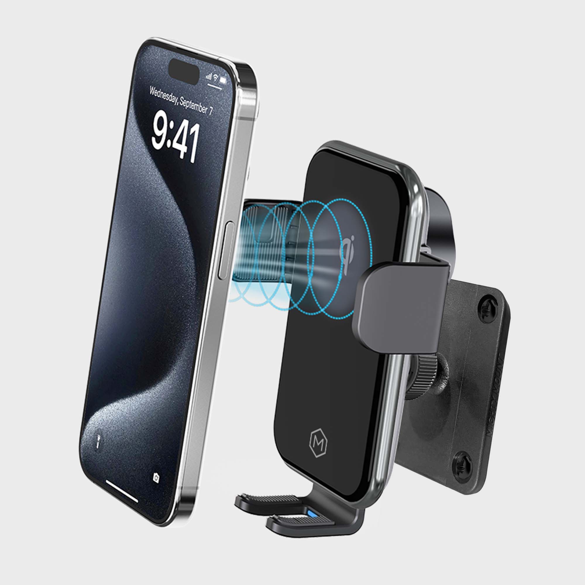 Auto Grip Fast Wireless Car Charger Mount With AMPS Plate Qi