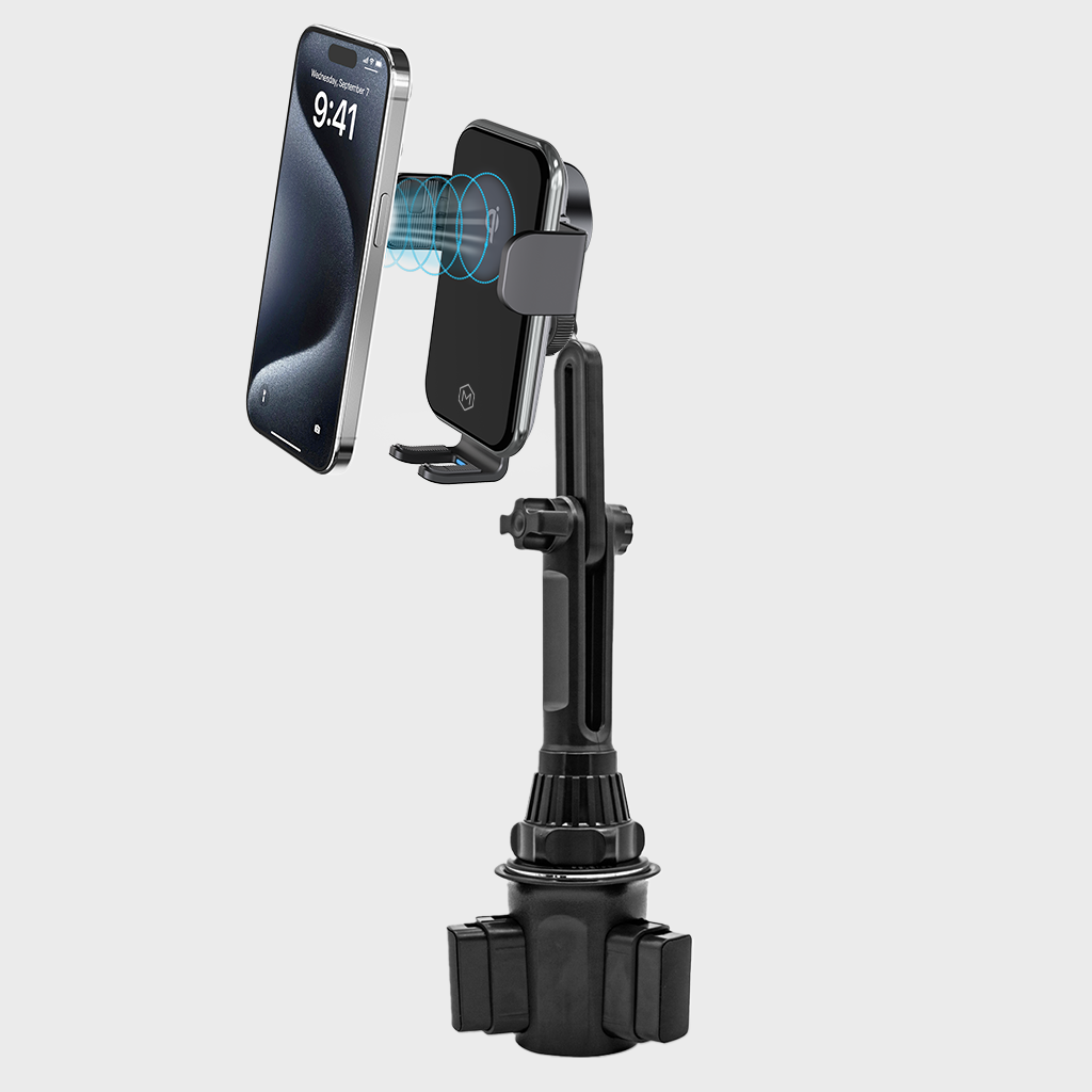 Auto Grip Fast Wireless Car Charger Cup Holder Phone Mount - Qi-Certified