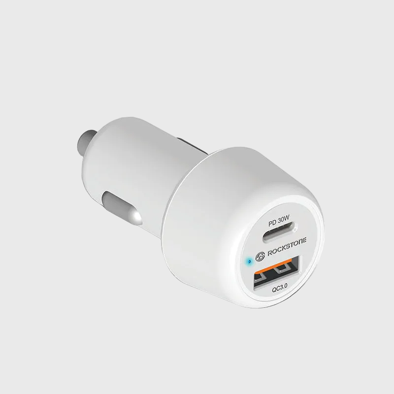 J48 Dual Port PD 30W + QC 3.0 Car Charger