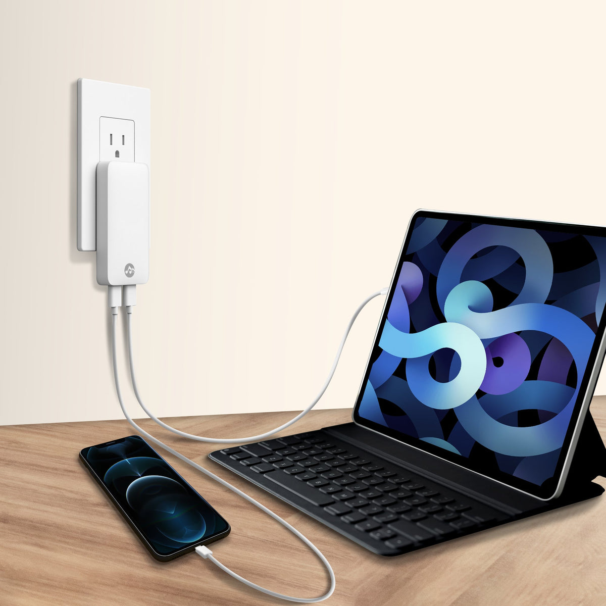 45W Slim Power Adapter – USB-C PD Fast Charger for Laptop Phone Tablet