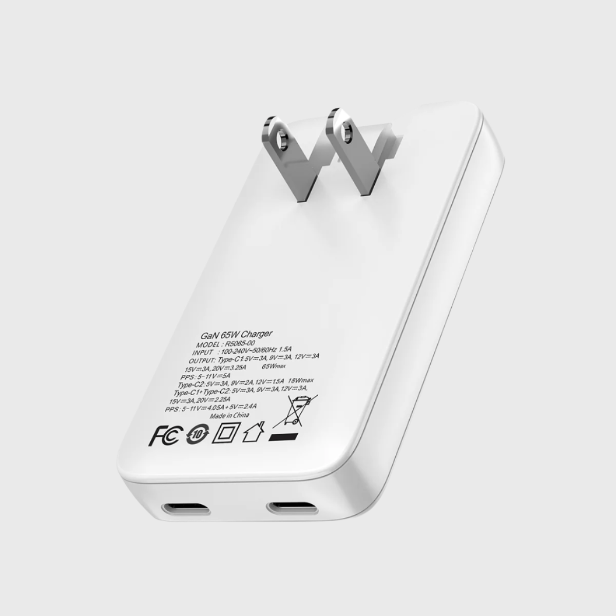 65W dual Port slim Wall Charger