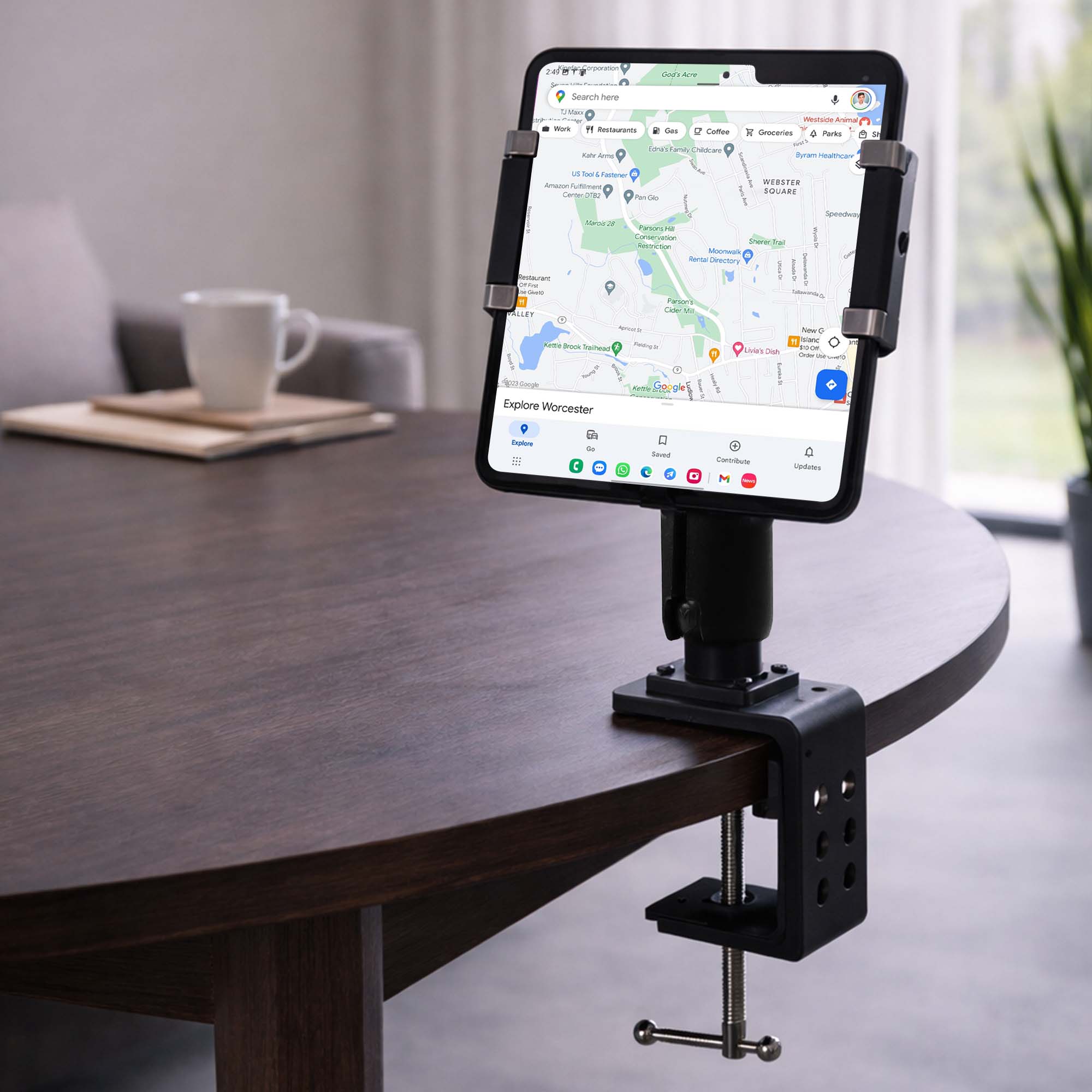 Z Fold Desk & Table Holder – Industrial Stand Mount for Tablet Setup