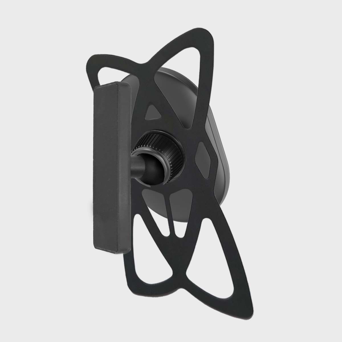 Close-up of the black MagSafe magnetic wall mount with a circular magnetic surface and adjustable arm, suitable for smartphones and tablets