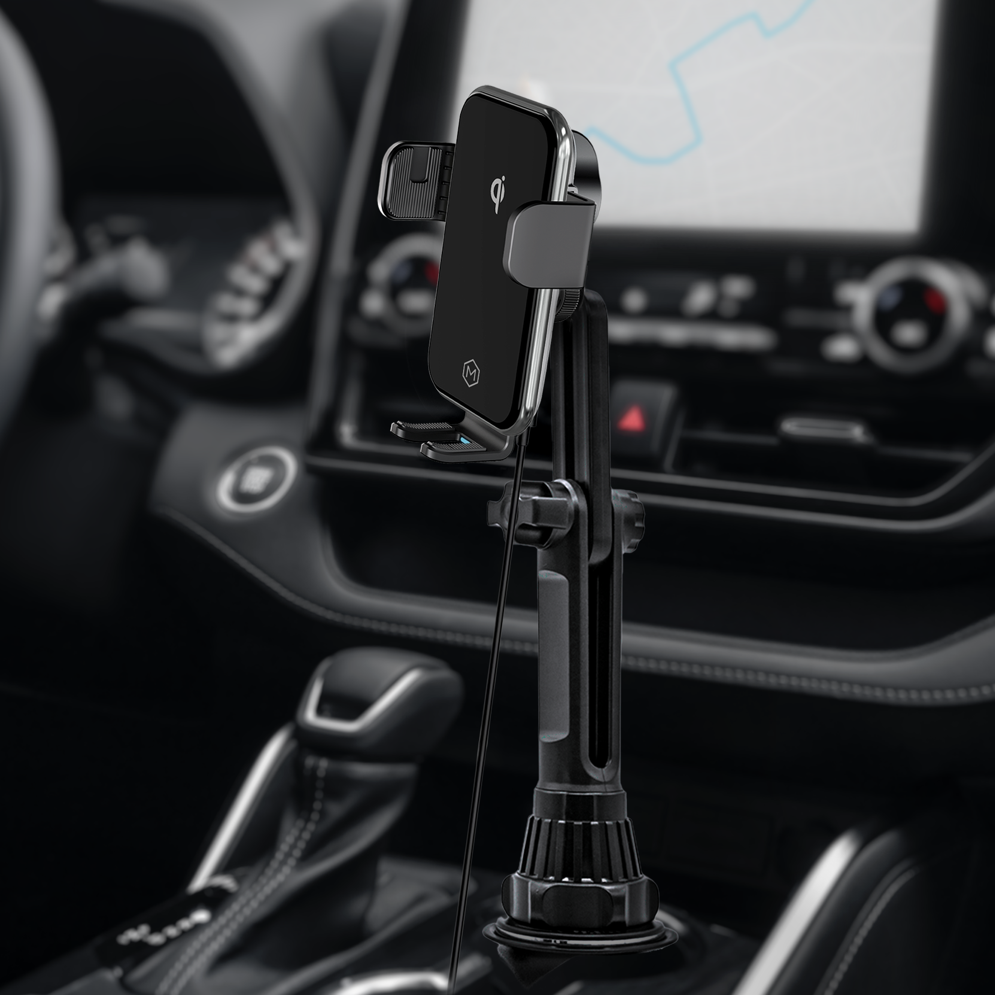 Auto Grip Fast Wireless Car Charger Cup Holder Phone Mount - Qi-Certified