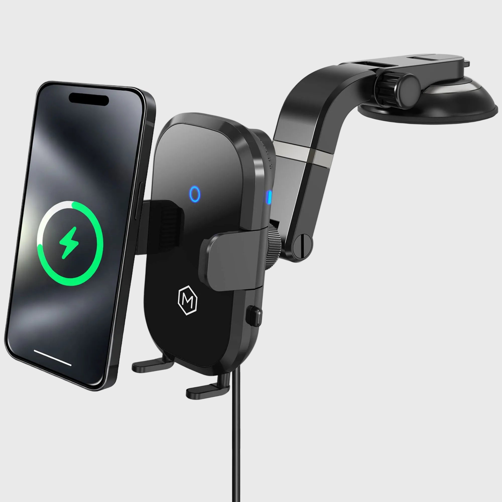Auto Scan Fast Wireless Car Charger Mount with Multi-Angle Adjustable Suction Cup