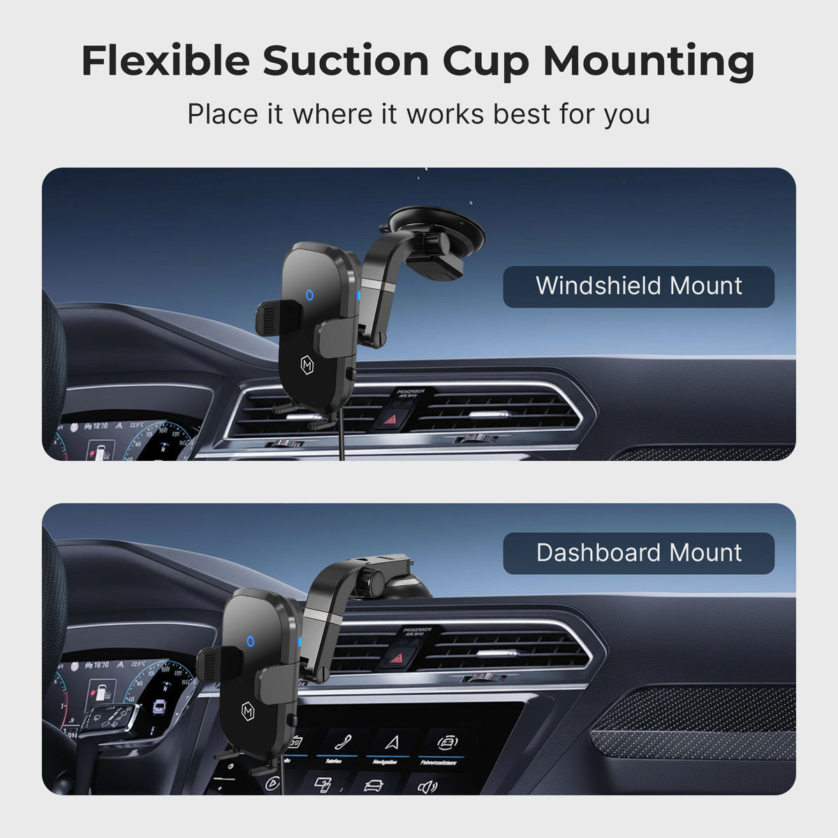 Auto Scan Wireless Charger Suction Cup Phone Mount