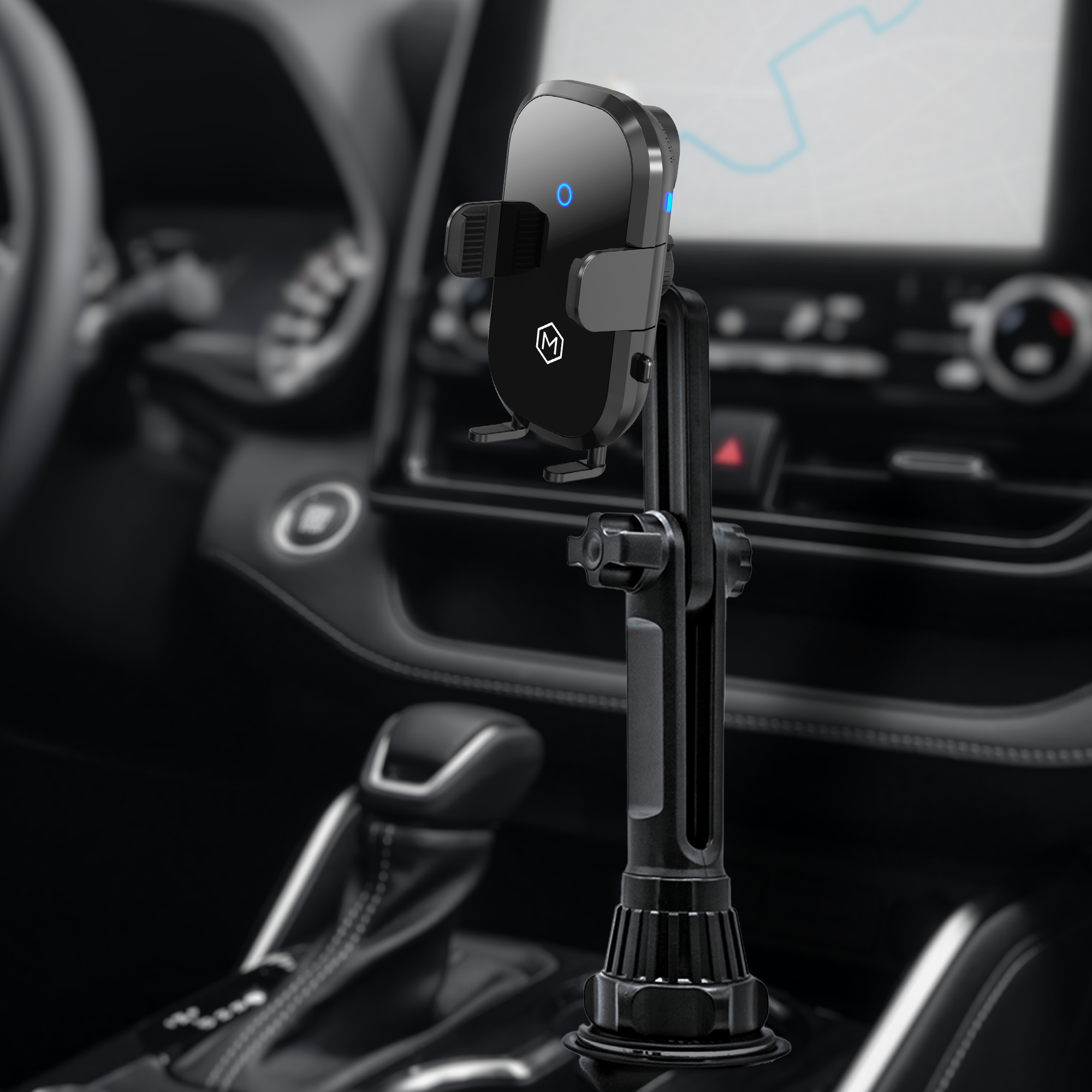 Chargeur Voiture Sans Fil 15W SERUW – Support à Serrage Auto, Dash, Noir