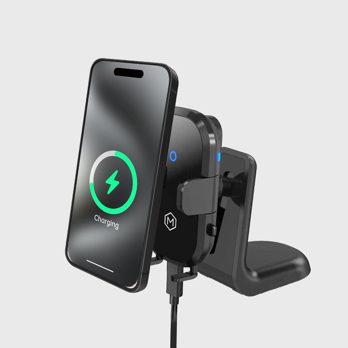 AutoScan 15W Wireless Car Charger Auto-Clamp Vent & Dash Phone Mount for iPhone and Android