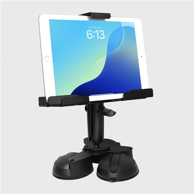 9”–13” Triple Suction Cup Tablet Holder – Metal Locking Industrial iPad Mount