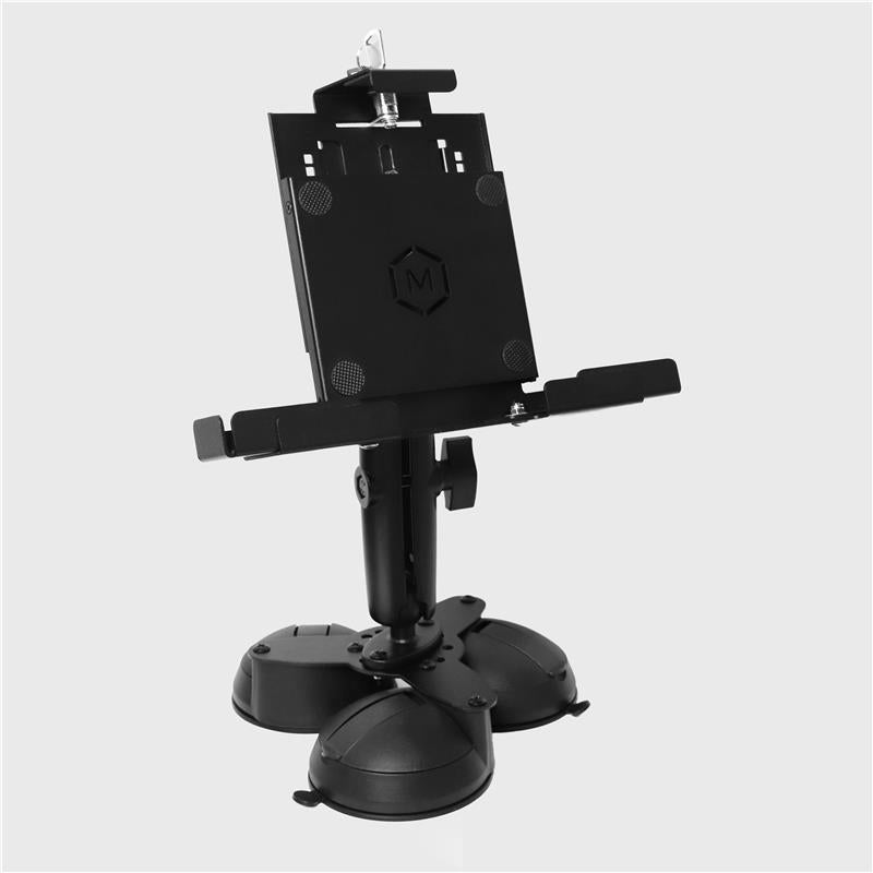 9”–13” Triple Suction Cup Tablet Holder – Metal Locking Industrial iPad Mount