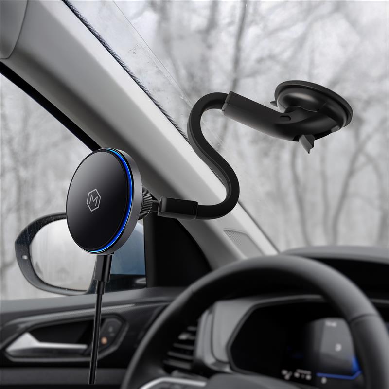 Qi2 MagSafe Wireless Car Charger Flexible Gooseneck Phone Mount for iPhone and Android