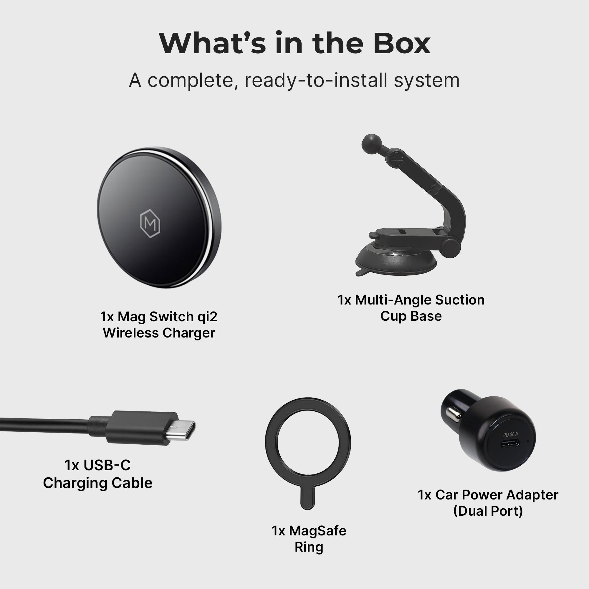 Mag Switch Qi2 Wireless Charger & Multi-Angle Suction Mount