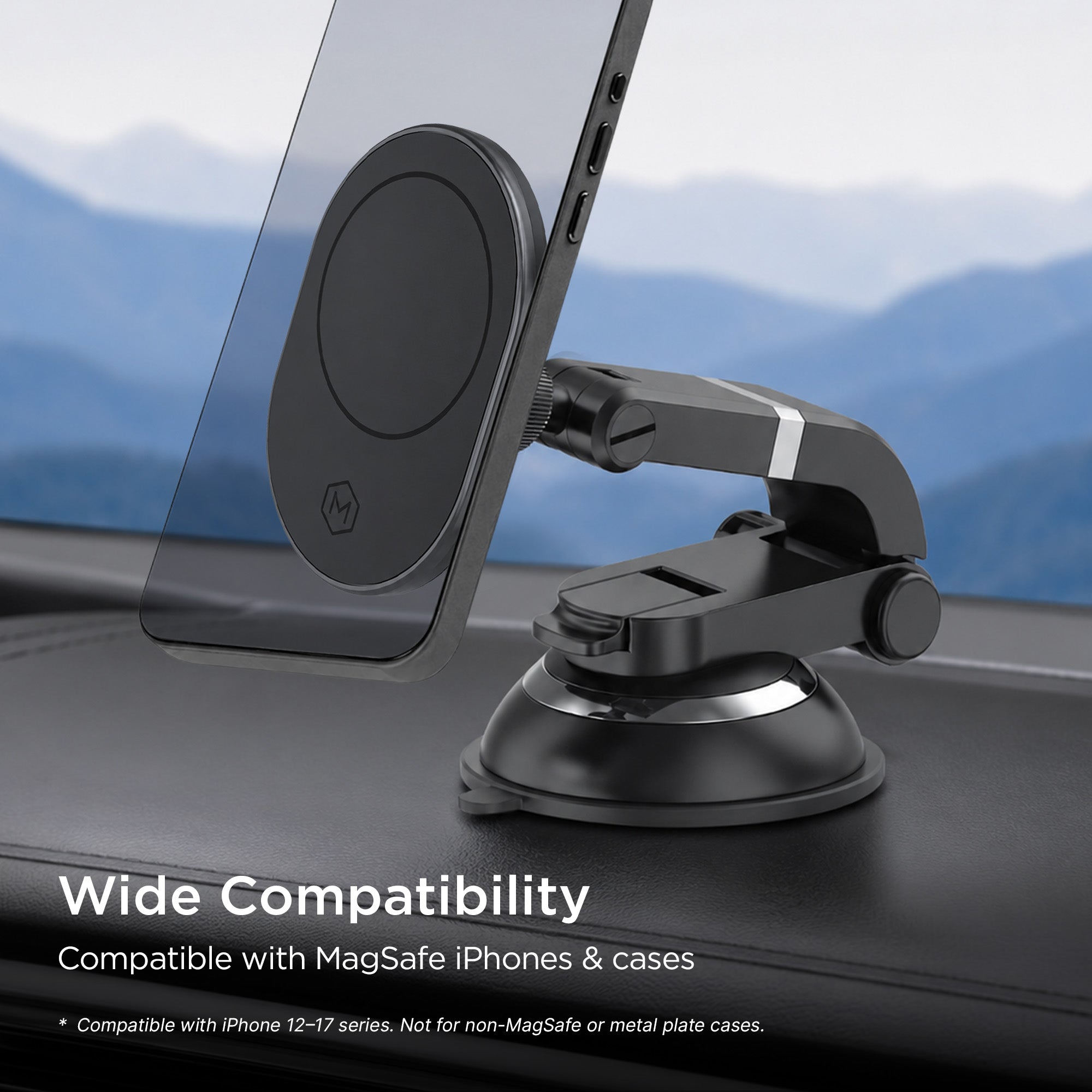 MagSafe Suction Cup Car Phone Mount Multi-Angle Adjustable Holder for iPhone and Android