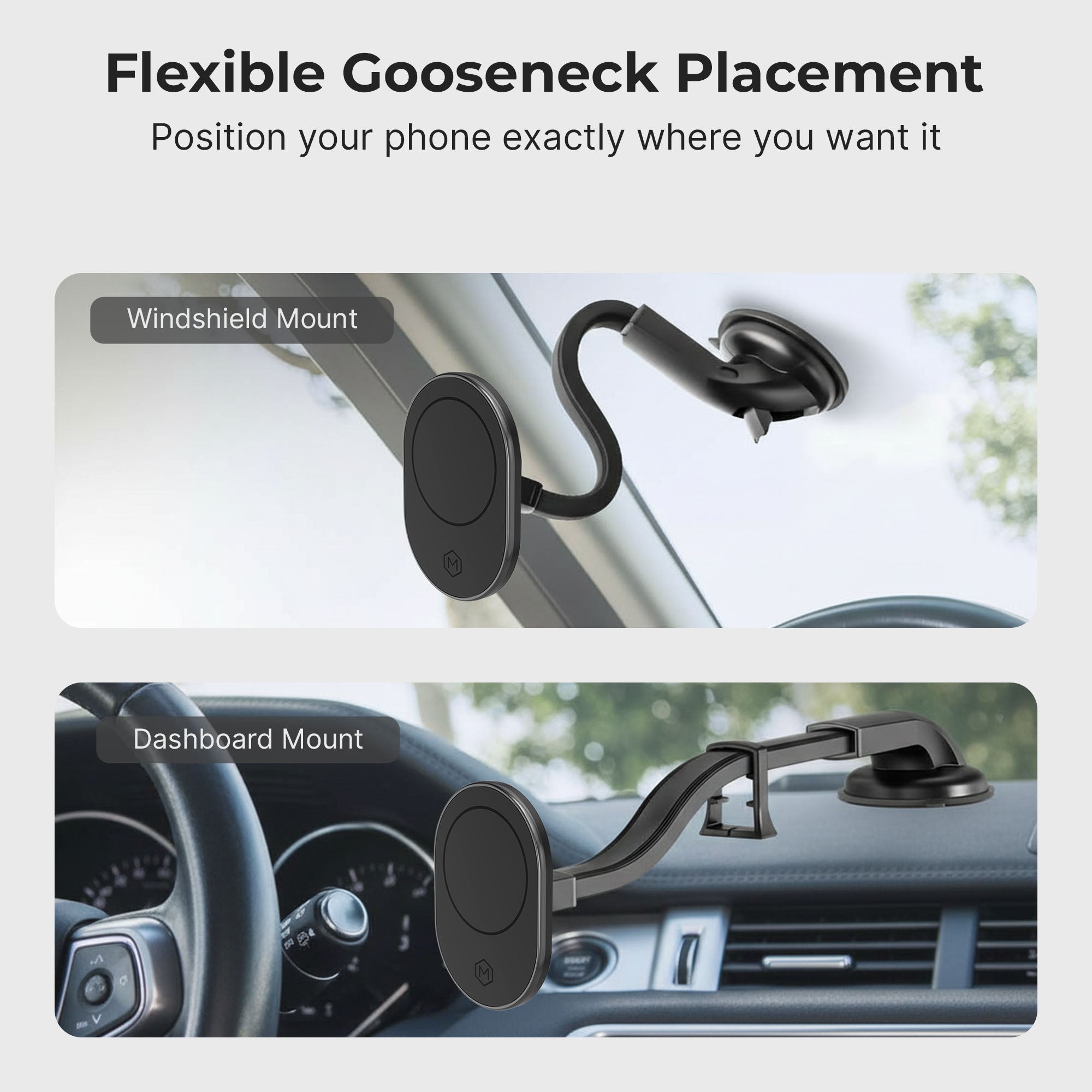 Magnetic Car Phone Mount with MagSafe Gooseneck Phone Mount for iPhone and Android