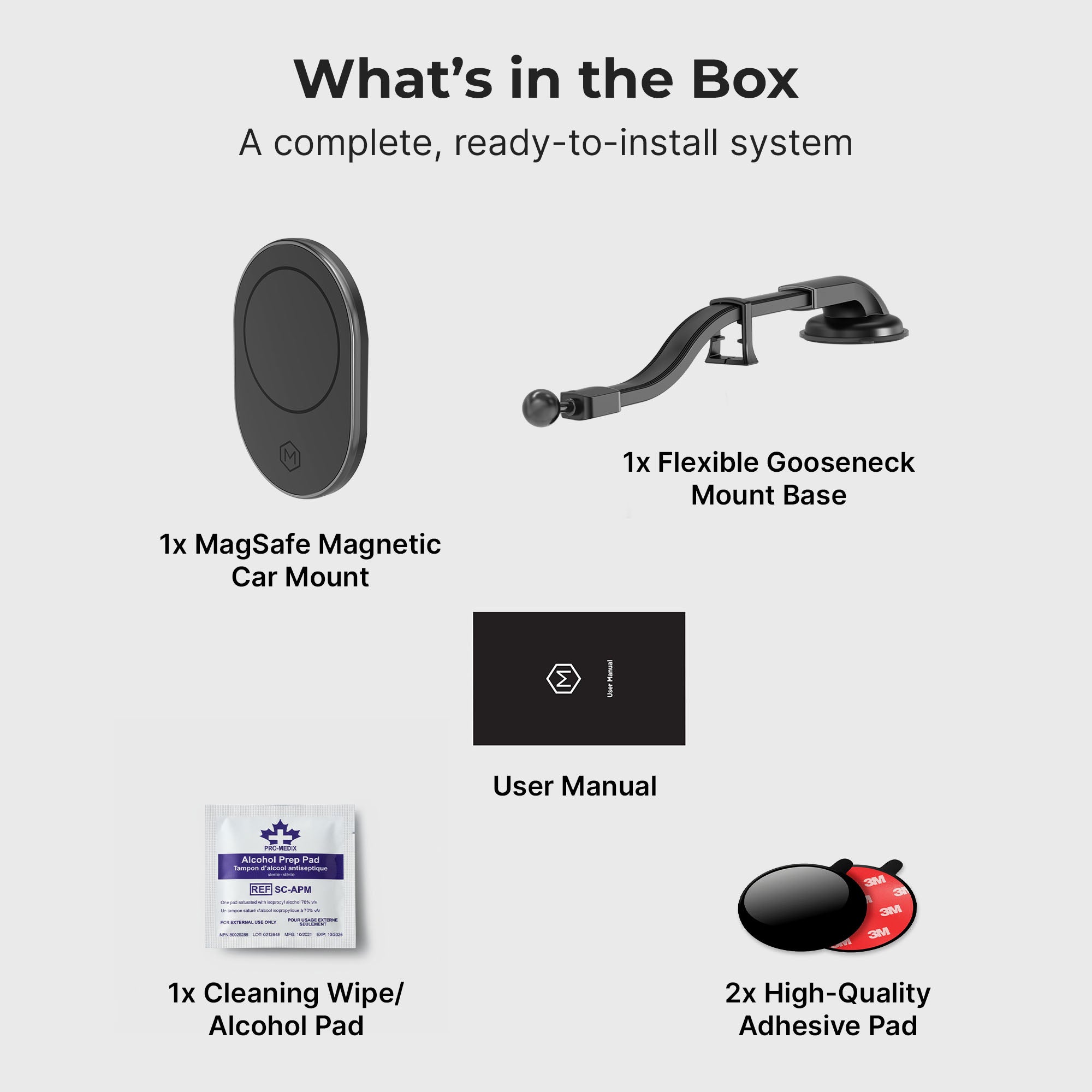 Magnetic Car Phone Mount with MagSafe Gooseneck Phone Mount for iPhone and Android