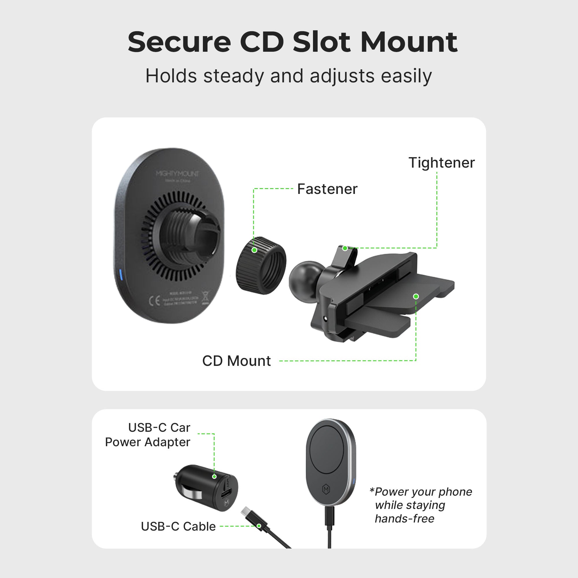 MagSafe Wireless CD Phone Mount Car Charger 2.0