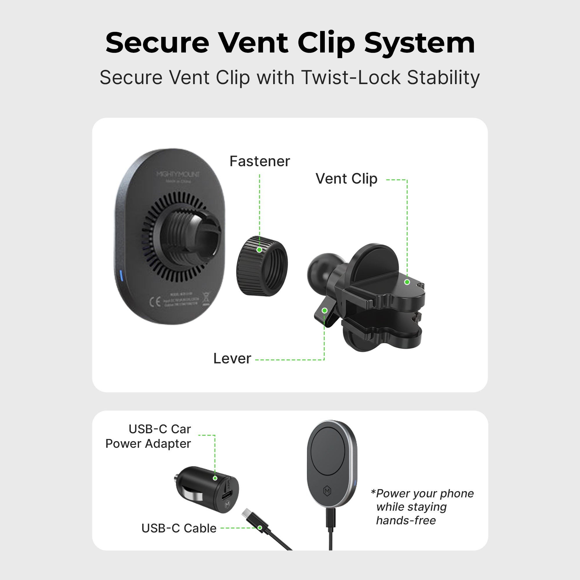 MagSafe Wireless Car Charger Air Vent Mount (Version 2.0)