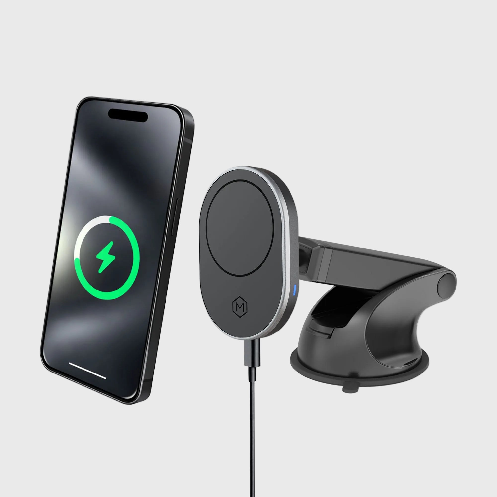 MagSafe Wireless Car Charger Suction Dash Phone Mount for iPhone and Android