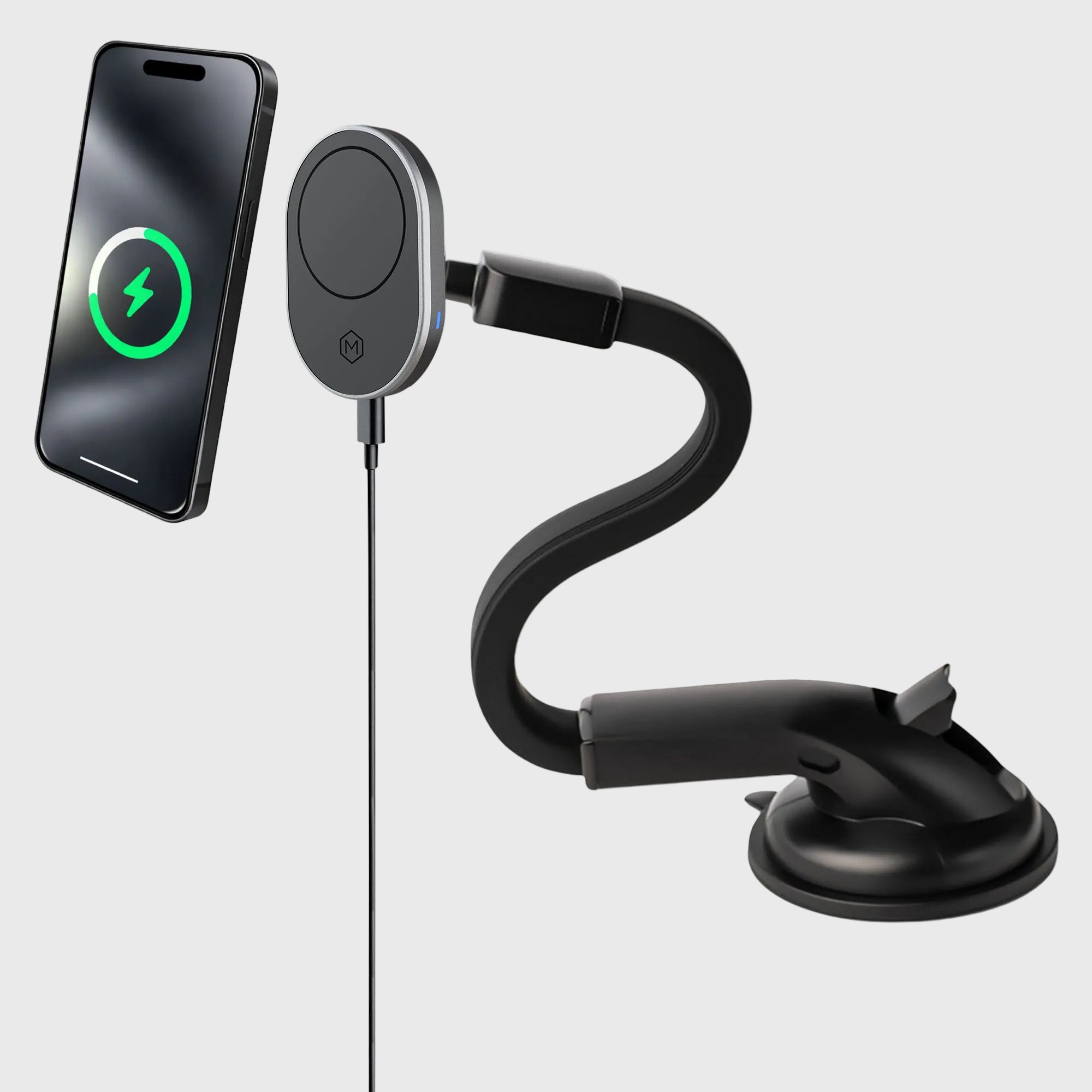 MagSafe Wireless Car Charger Flexible Gooseneck Phone Mount for iPhone and Android