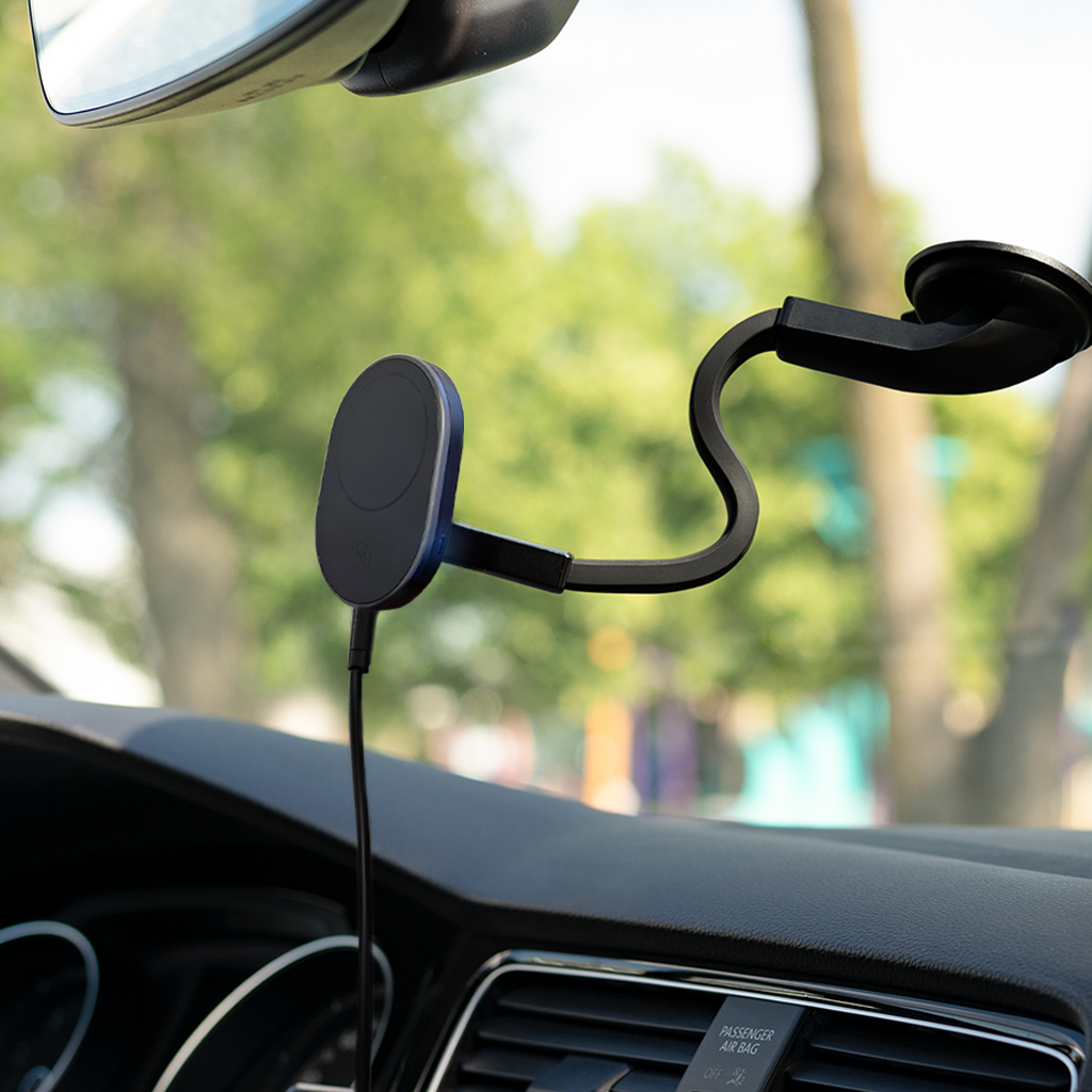 MagSafe Wireless Car Charger Flexible Gooseneck Phone Mount for iPhone and Android