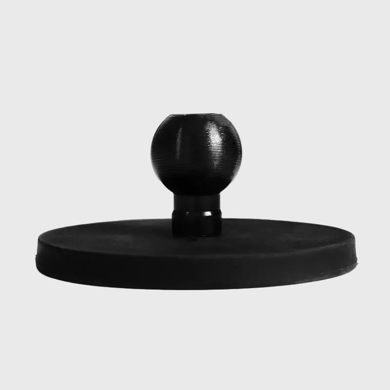 Black magnetic base with round platform for iPad mounting, industrial-grade holder for secure device placement