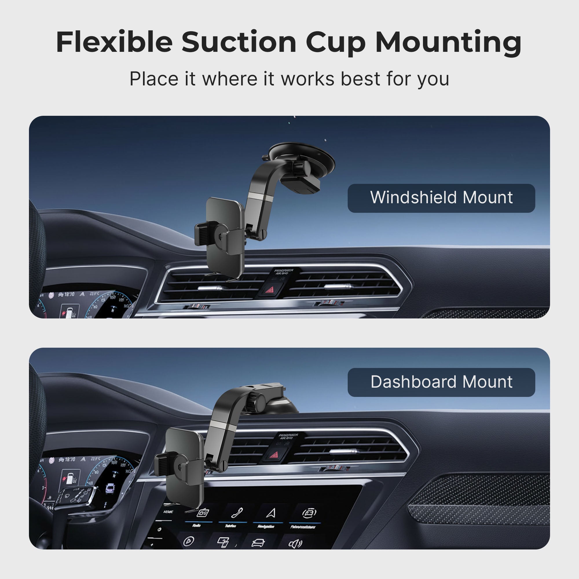 One Touch Cradle Mount with Multi-Angle Adjustable Suction Cup