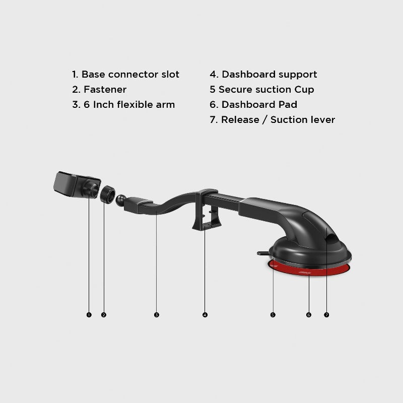 Flexible Gooseneck Car Dash and Windshield Mount Holder - Car Mount | The Mighty Mount (gooseneck cell phone holder for truck)