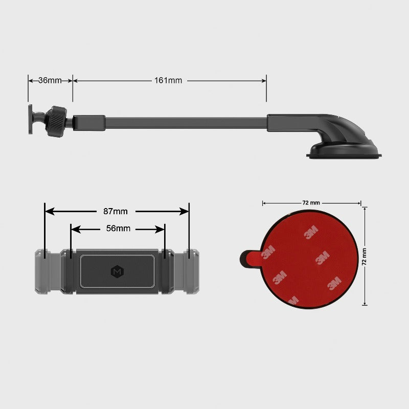 Flexible Gooseneck Car Dash and Windshield Mount Holder - Car Mount | The Mighty Mount (custom car phone holder)