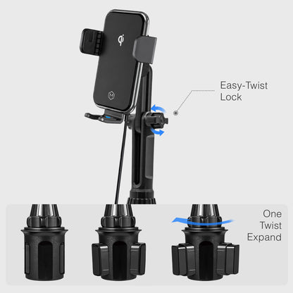 Auto Grip Wireless Charger Cup Holder Phone Mount