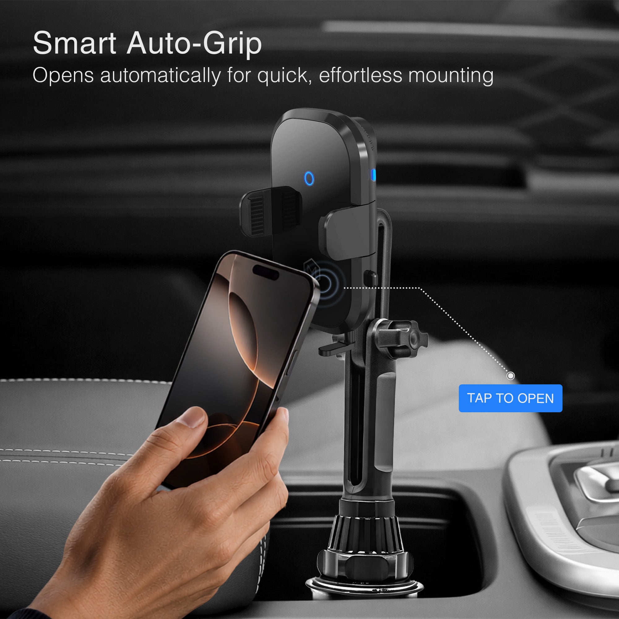 Auto Scan Wireless Charger Cup Holder Phone Mount