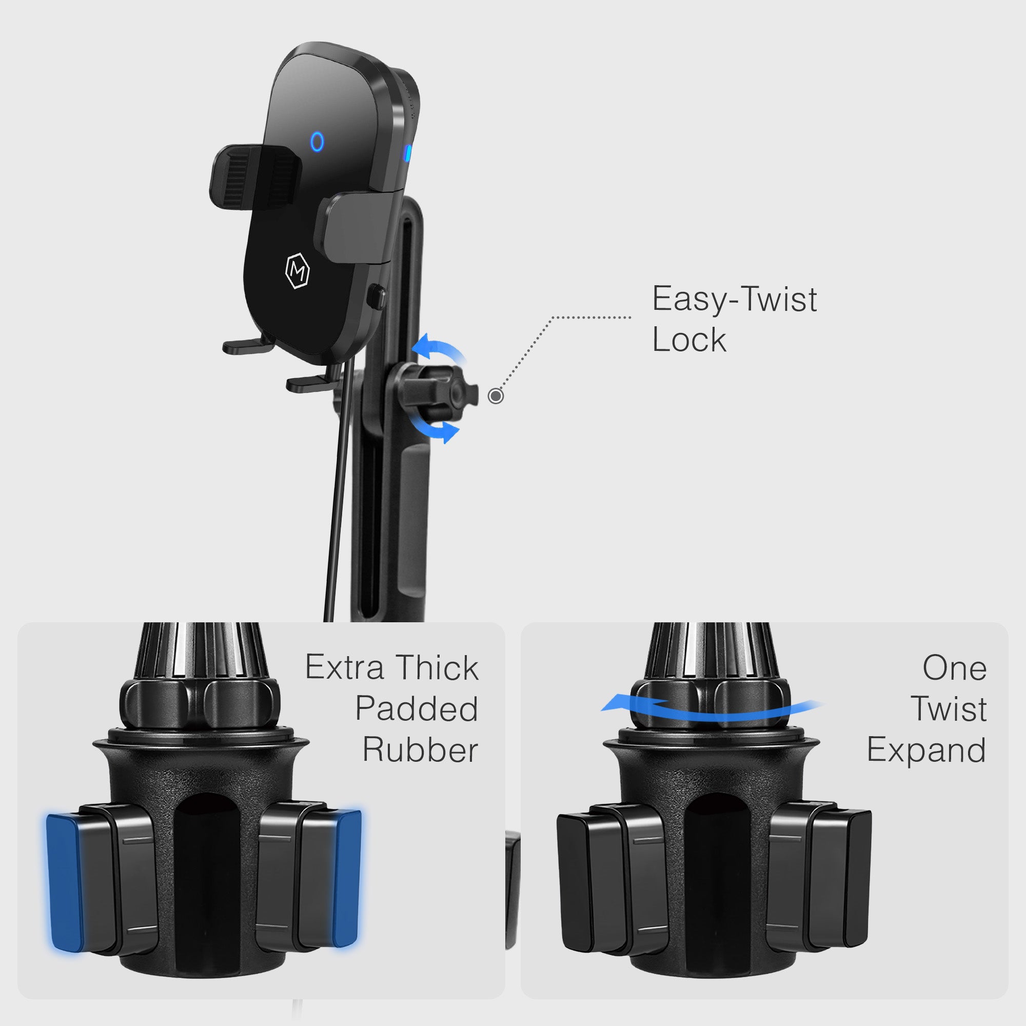 Auto Scan Wireless Charger Cup Holder Phone Mount