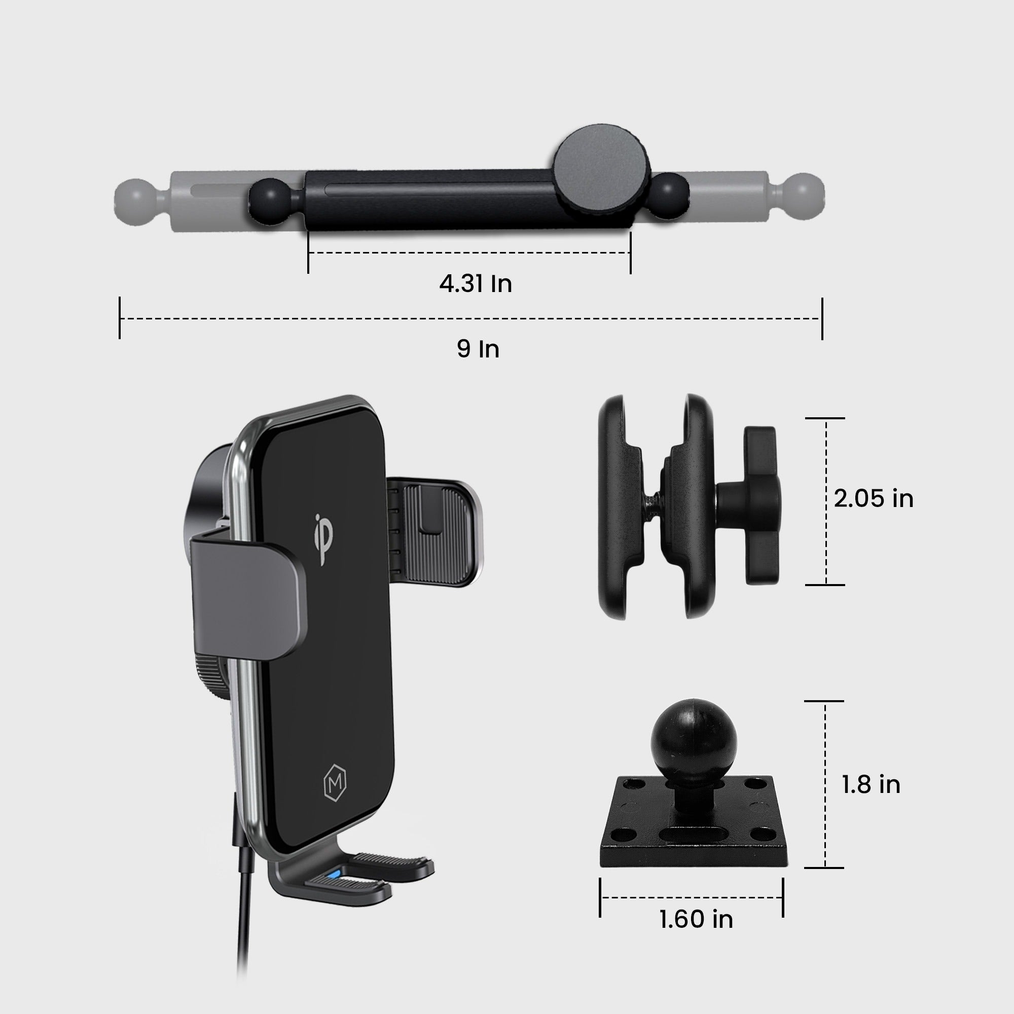 Heavy Duty Rugged 15W Auto Grip Wireless Car Charger