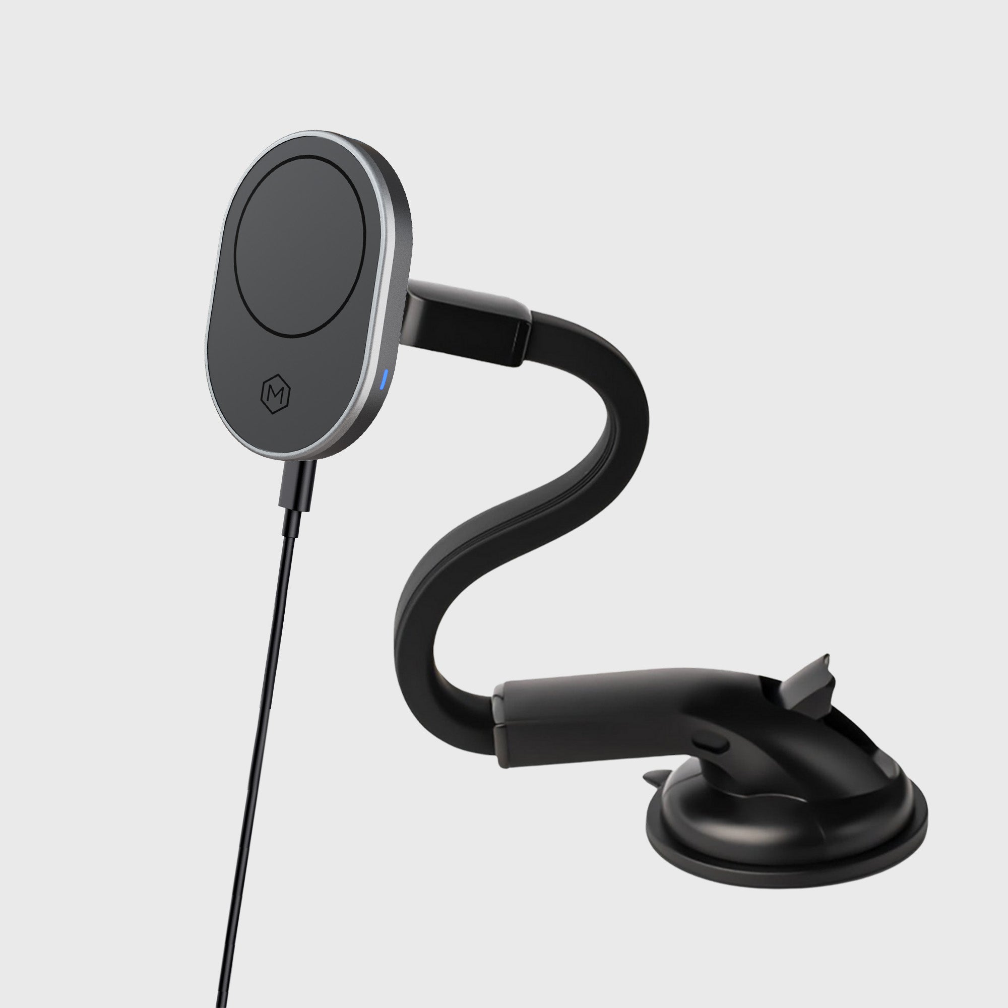 MagSafe Wireless Charger Flexible Gooseneck Suction Cup Phone Mount