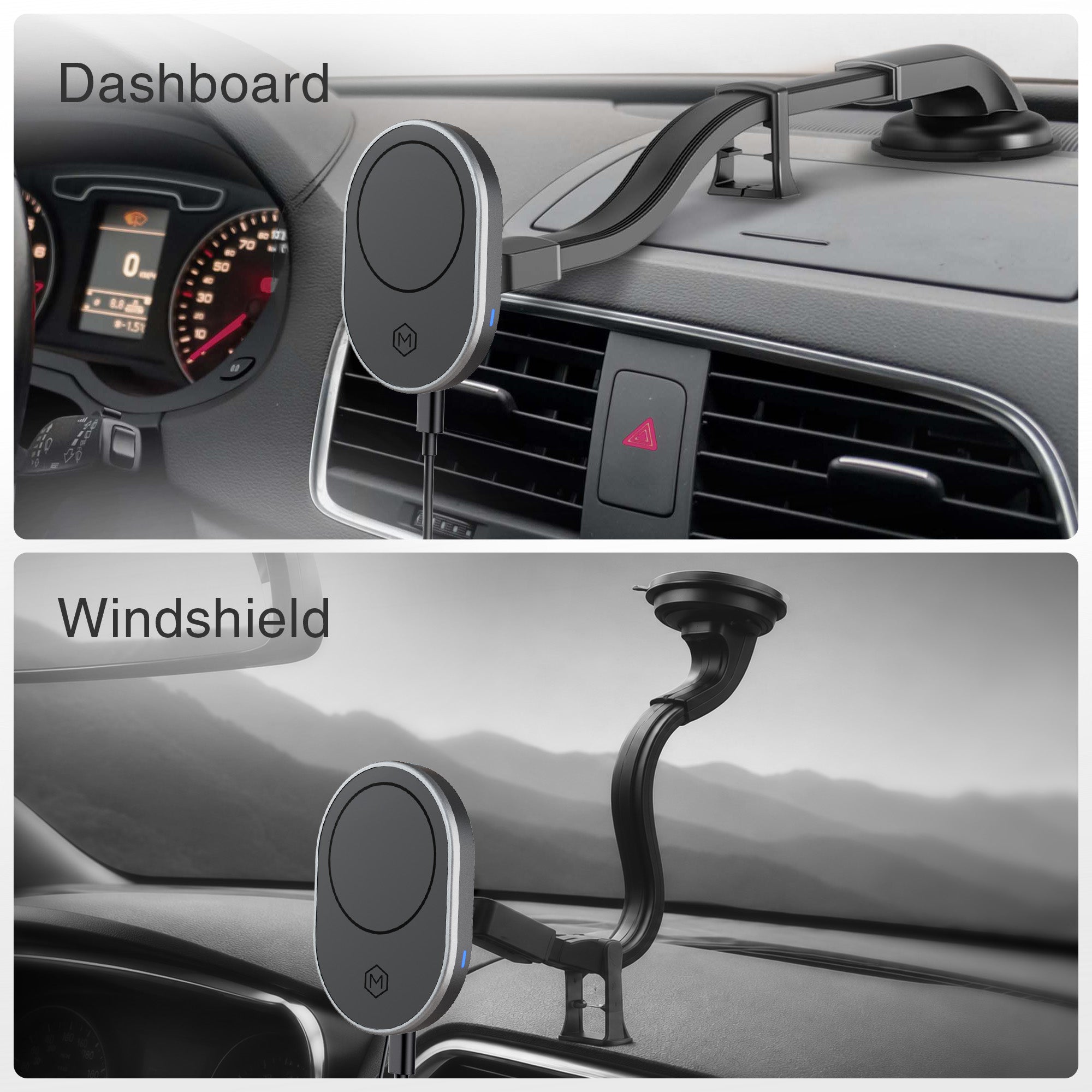 MagSafe Wireless Charger Flexible Gooseneck Suction Cup Phone Mount