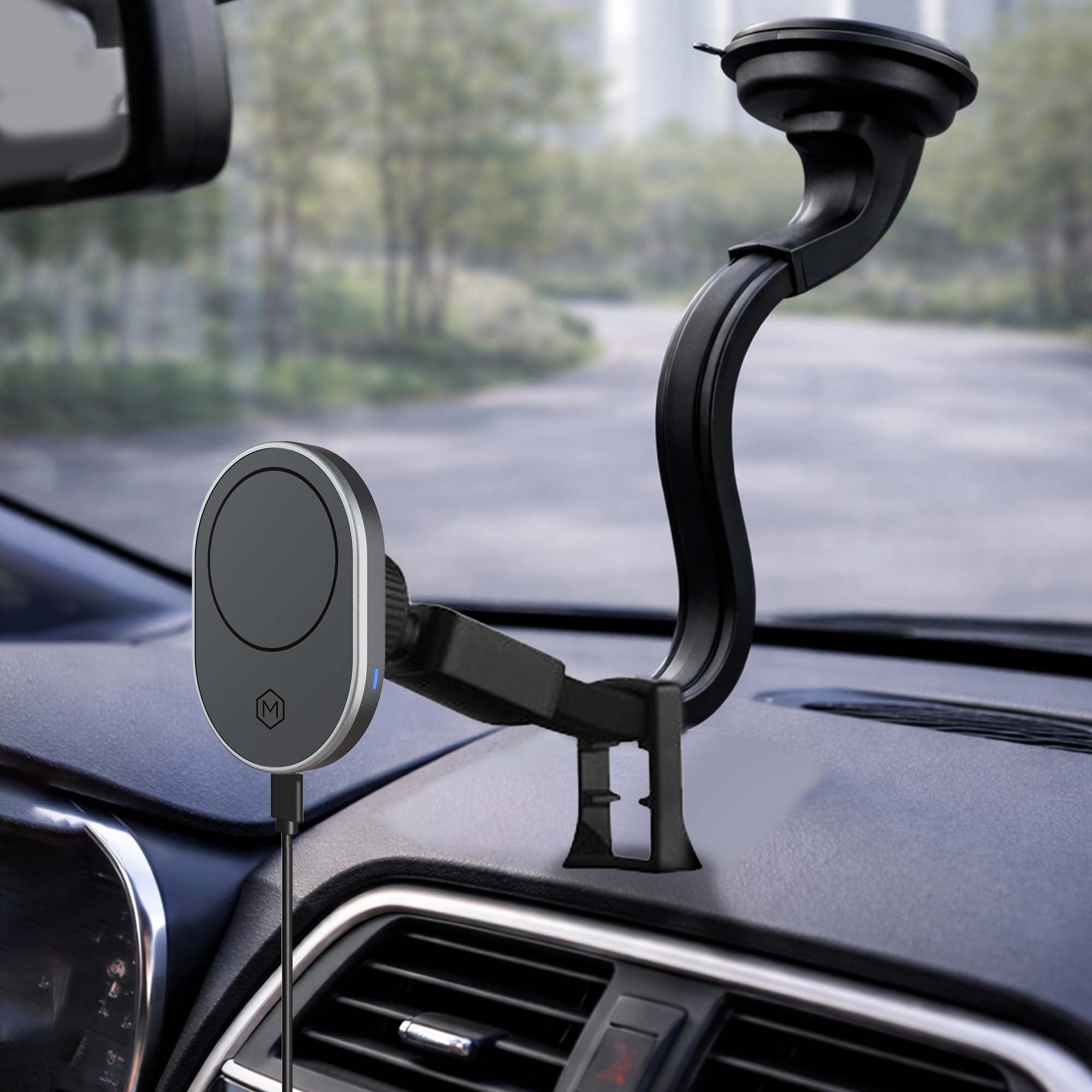 MagSafe Wireless Car Charger Flexible Gooseneck Phone Mount for iPhone and Android