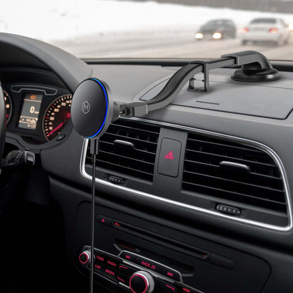 Qi2 MagSafe Wireless Car Charger Flexible Gooseneck Phone Mount for iPhone and Android