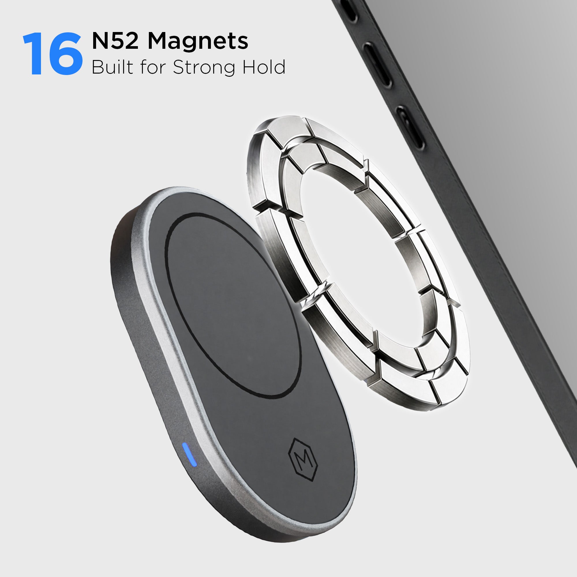 MagSafe Wireless Charger Multi-Angle Adjustable Suction Phone Mount for iPhone and Android