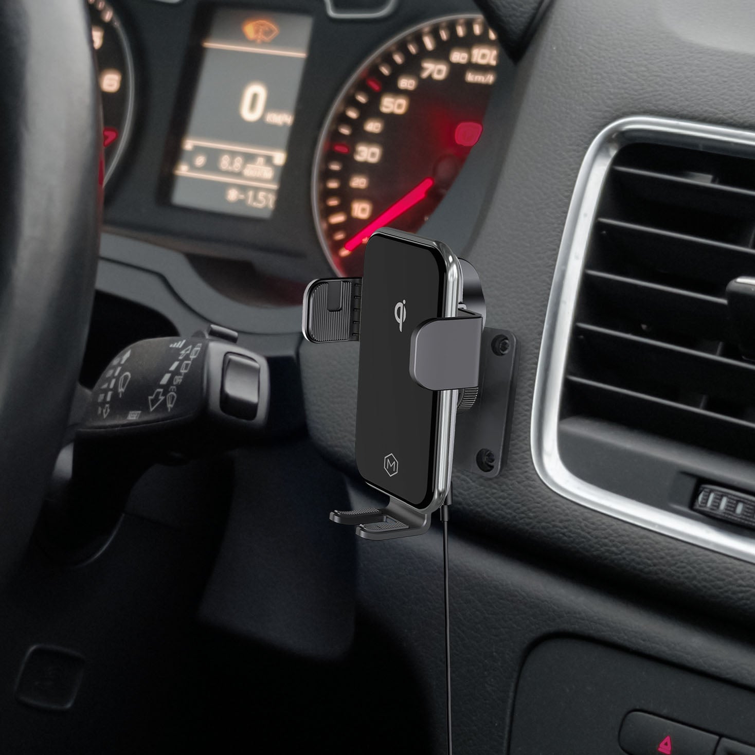 Auto Grip Fast Wireless Car Charger Mount With AMPS Plate - Qi-Certified