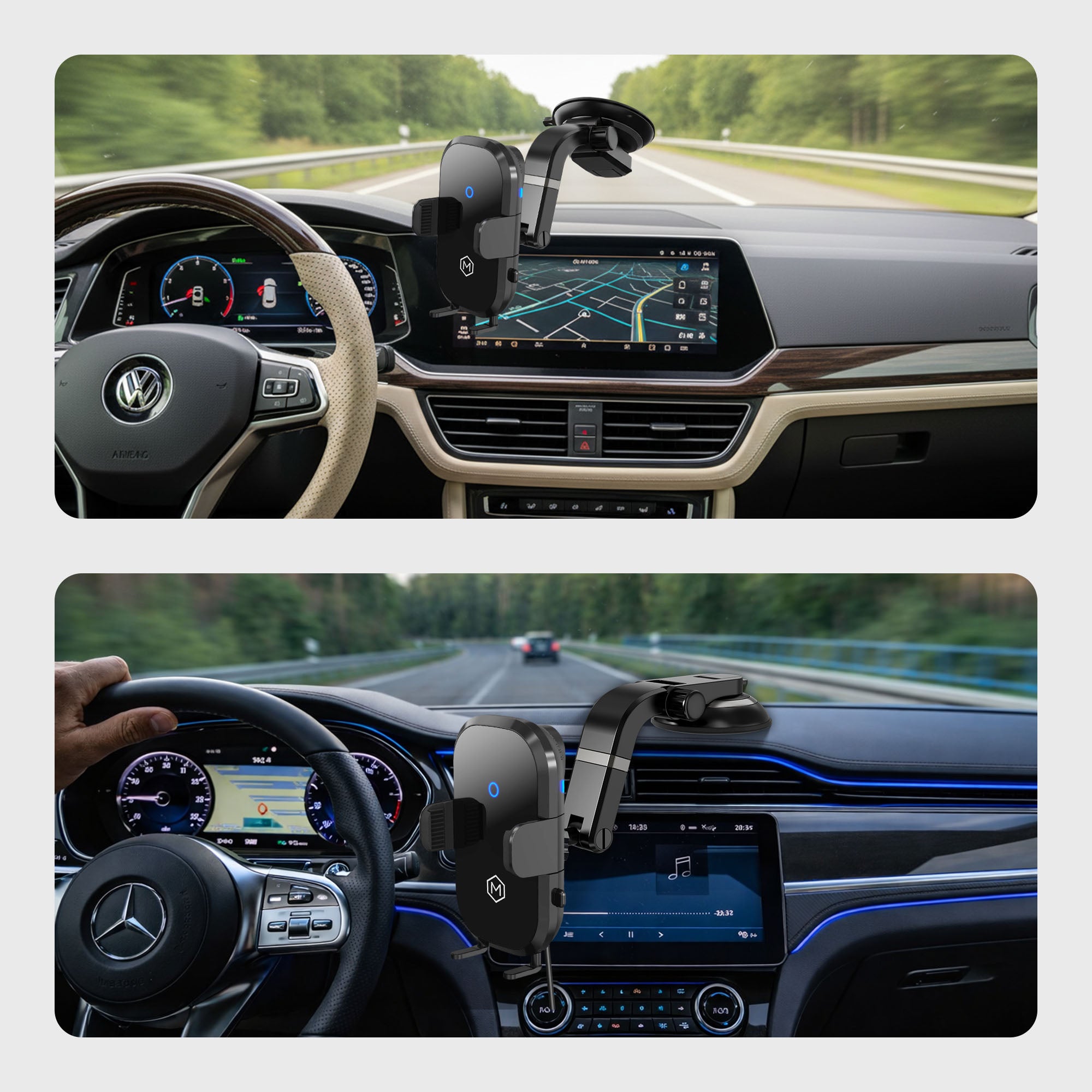 Auto Scan Fast Wireless Car Charger Mount with Multi-Angle Adjustable Suction Cup